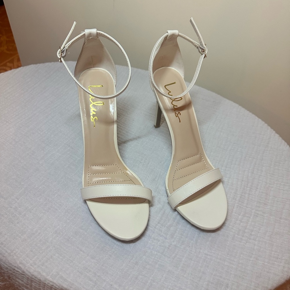 Lulu's Elegant White Ankle Strap Stiletto - Picture 5 of 8
